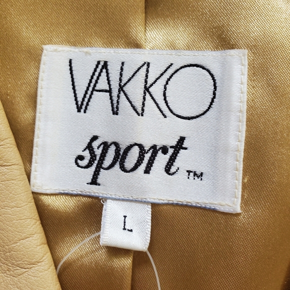 Elements by Vakko Tan Button-Down Leather Blazer Jacket - Woman's Large Vintage - Picture 10 of 16